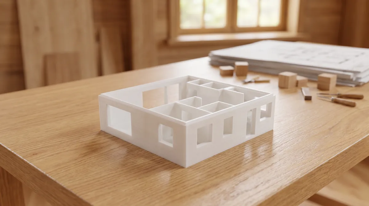 Detailed architectural model on a desk