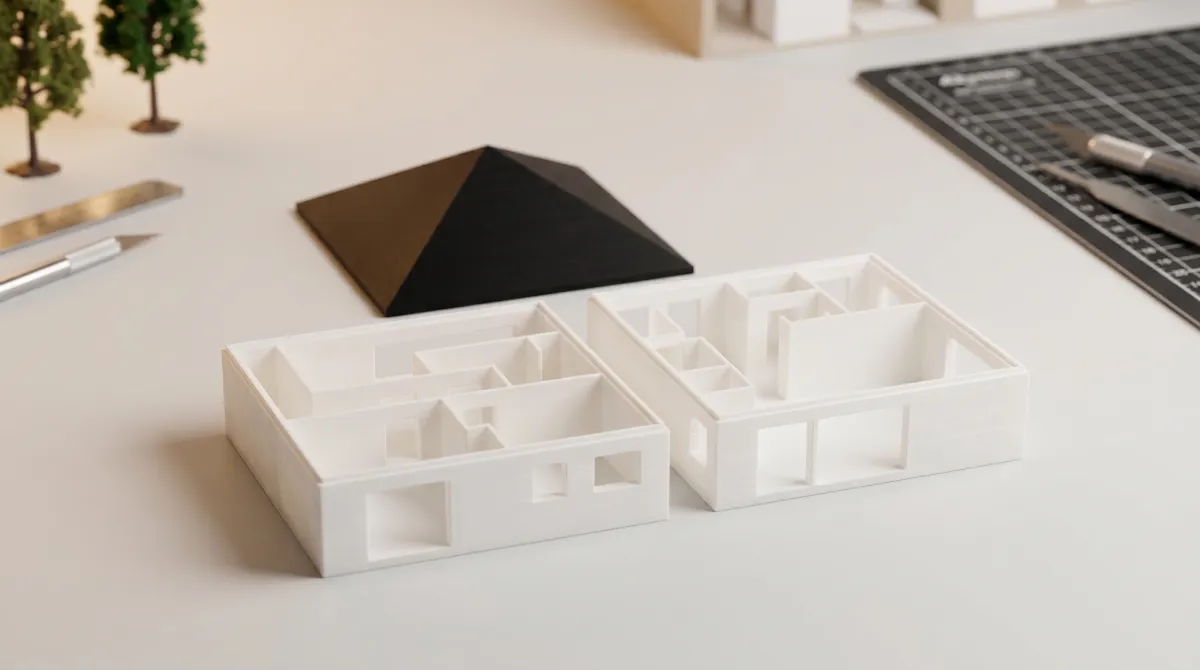 House model separated into its modular sub-parts